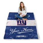 custom new york giants grunge texture blue white blanket high quality