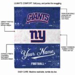 custom new york giants grunge texture blue white blanket new arrival
