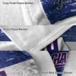 custom new york giants grunge texture blue white blanket premium grade