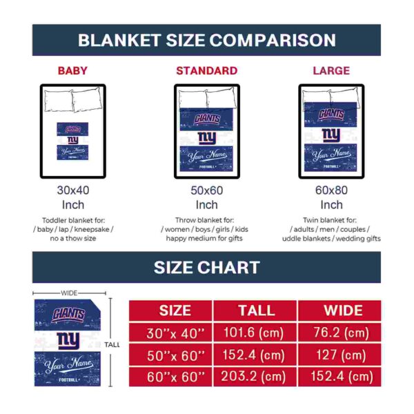 custom new york giants grunge texture blue white blanket trendy