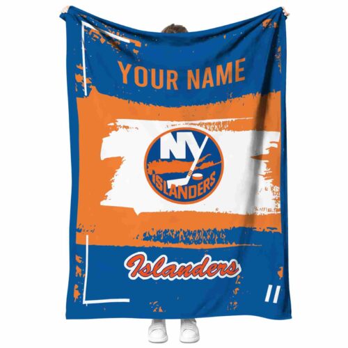 custom new york islanders paint strokes blue white blanket best selling