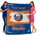 custom new york islanders paint strokes blue white blanket best selling