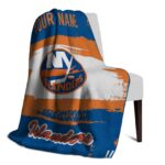 custom new york islanders paint strokes blue white blanket best selling