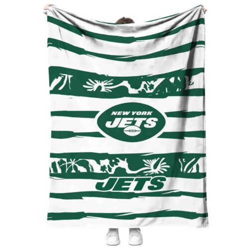 custom new york jets floral stripes green white blanket best selling