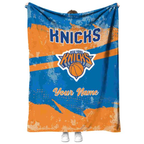 custom new york knicks grunge streaks blue blanket best selling