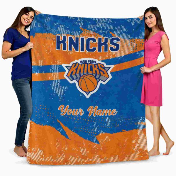 custom new york knicks grunge streaks blue blanket fashion forward
