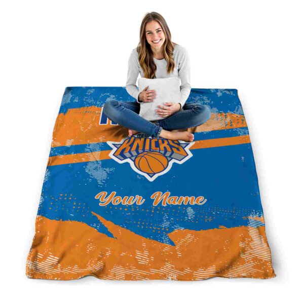 custom new york knicks grunge streaks blue blanket high quality