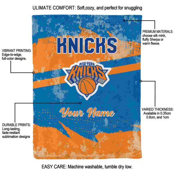 custom new york knicks grunge streaks blue blanket new arrival