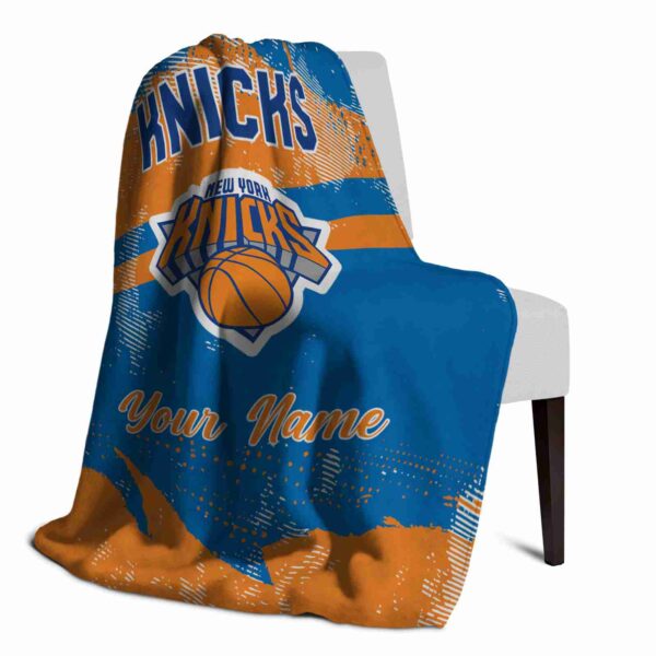custom new york knicks grunge streaks blue blanket top rated