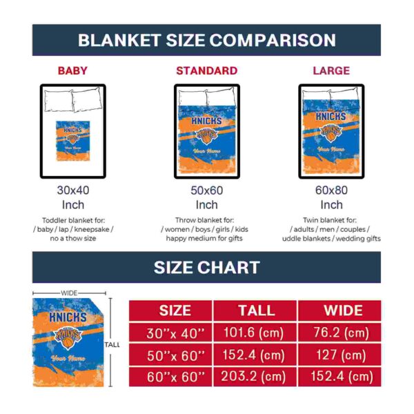custom new york knicks grunge streaks blue blanket trendy