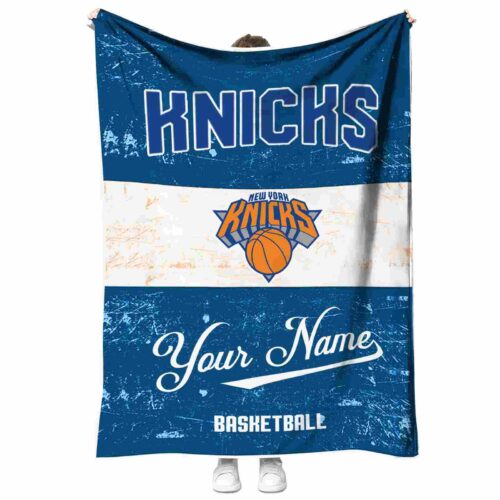 custom new york knicks grunge texture blue white blanket best selling