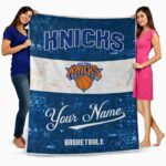 custom new york knicks grunge texture blue white blanket fashion forward