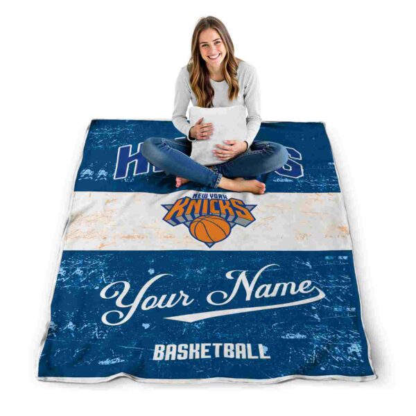 custom new york knicks grunge texture blue white blanket high quality