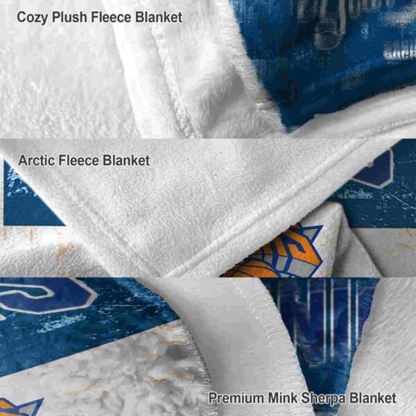 custom new york knicks grunge texture blue white blanket premium grade