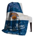 custom new york knicks grunge texture blue white blanket top rated