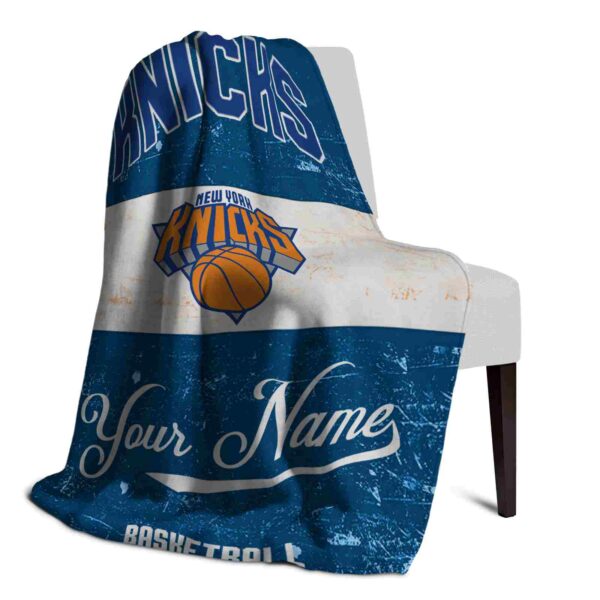 custom new york knicks grunge texture blue white blanket top rated
