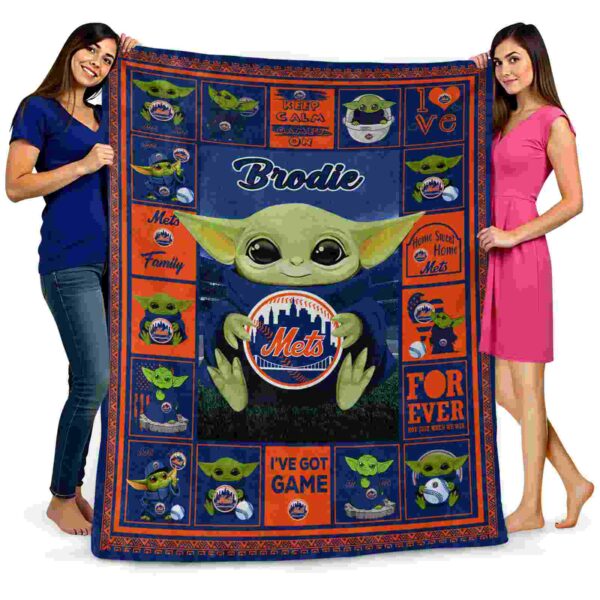 custom new york mets baby yoda blue blanket fashion forward