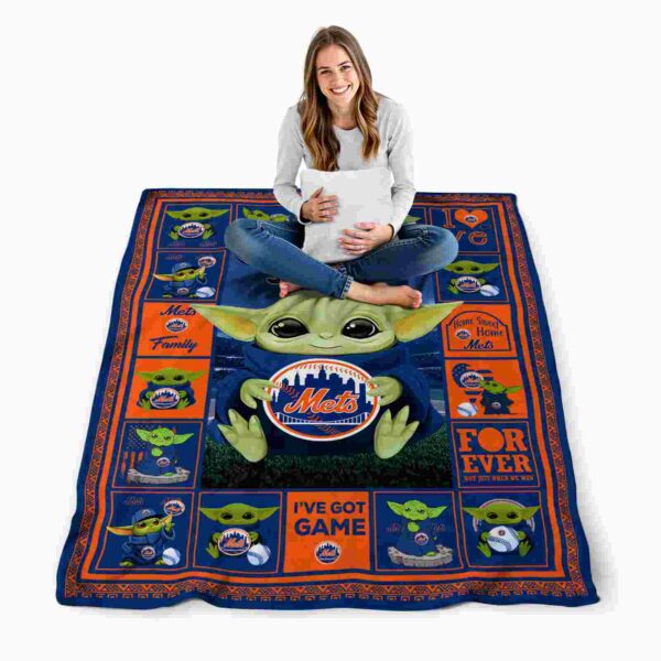 custom new york mets baby yoda blue blanket high quality