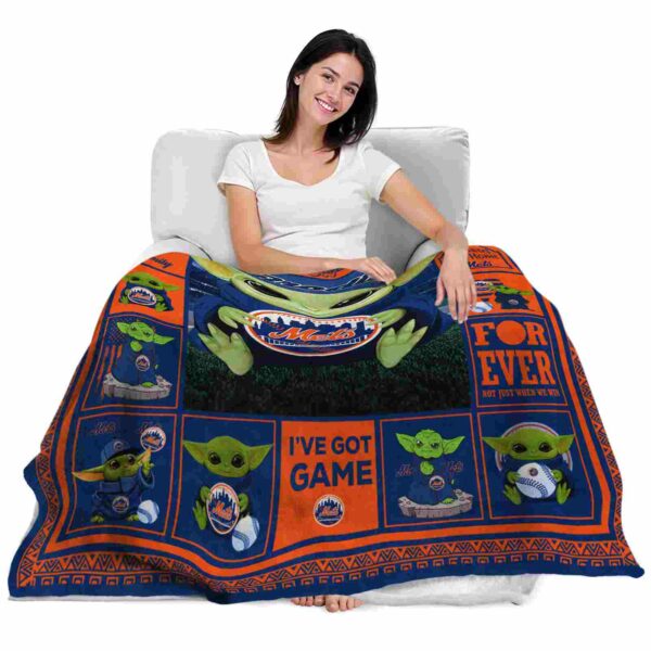 custom new york mets baby yoda blue blanket latest model