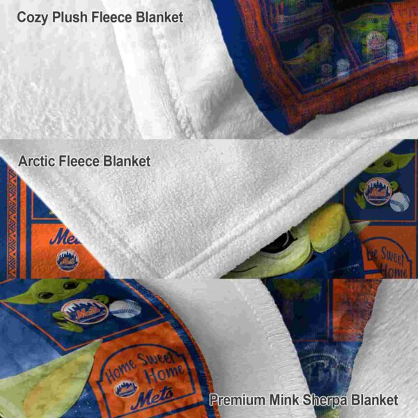 custom new york mets baby yoda blue blanket premium grade