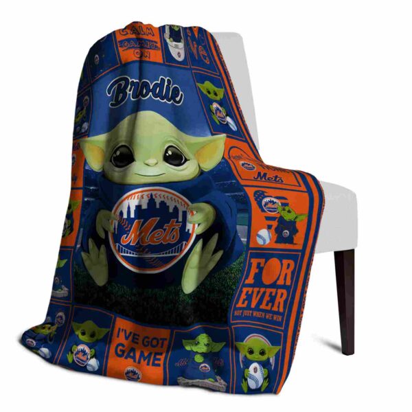 custom new york mets baby yoda blue blanket top rated