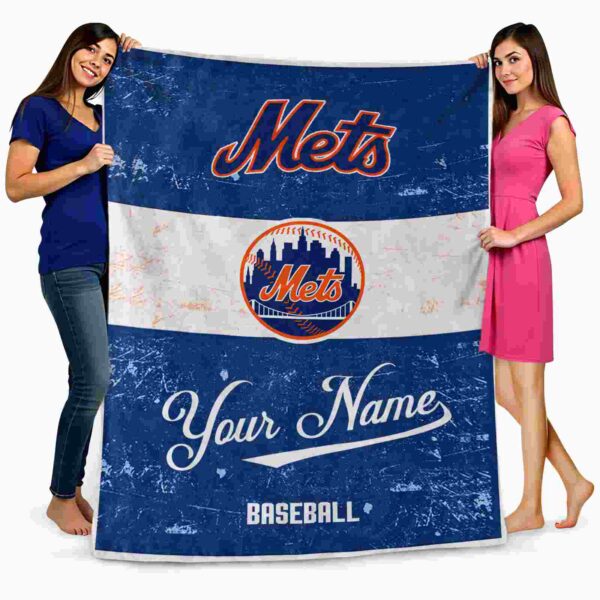 custom new york mets grunge texture blue white blanket fashion forward