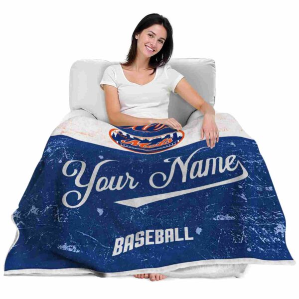 custom new york mets grunge texture blue white blanket latest model