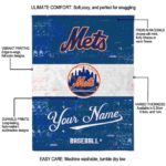 custom new york mets grunge texture blue white blanket new arrival