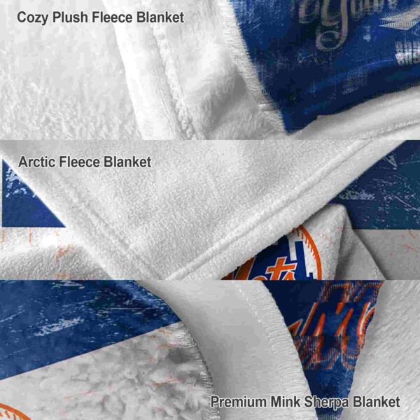 custom new york mets grunge texture blue white blanket premium grade