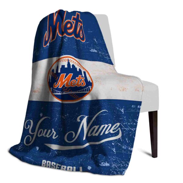 custom new york mets grunge texture blue white blanket top rated