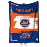 custom new york mets paint strokes blue white blanket best selling