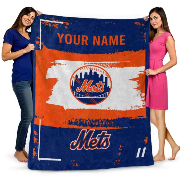 custom new york mets paint strokes blue white blanket fashion forward