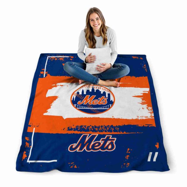 custom new york mets paint strokes blue white blanket high quality
