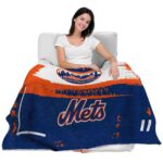 custom new york mets paint strokes blue white blanket latest model
