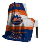 custom new york mets paint strokes blue white blanket top rated