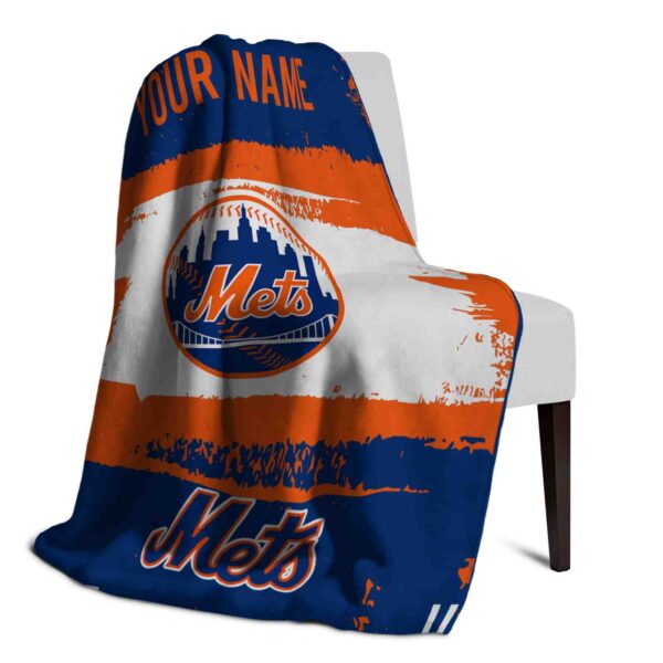 custom new york mets paint strokes blue white blanket top rated