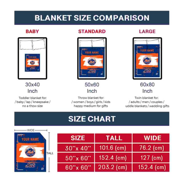 custom new york mets paint strokes blue white blanket trendy