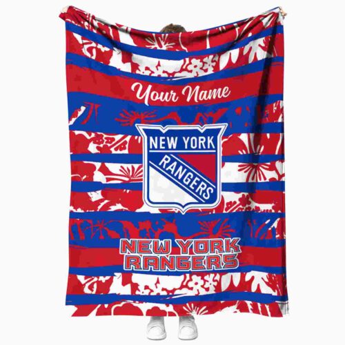 custom new york rangers floral stripes blue white blanket best selling