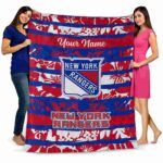 custom new york rangers floral stripes blue white blanket fashion forward