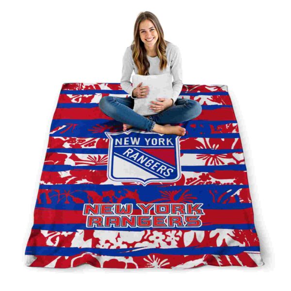 custom new york rangers floral stripes blue white blanket high quality