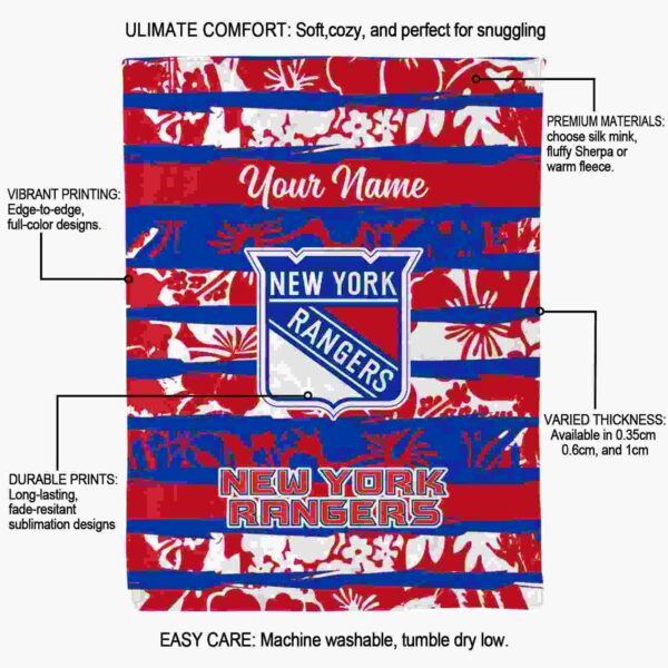 custom new york rangers floral stripes blue white blanket new arrival