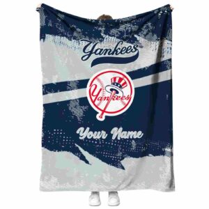 custom new york yankees grunge streaks navy blanket best selling