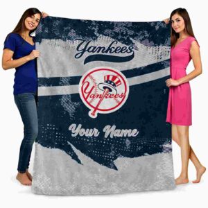 custom new york yankees grunge streaks navy blanket fashion forward