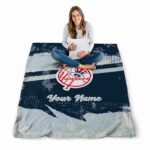custom new york yankees grunge streaks navy blanket high quality