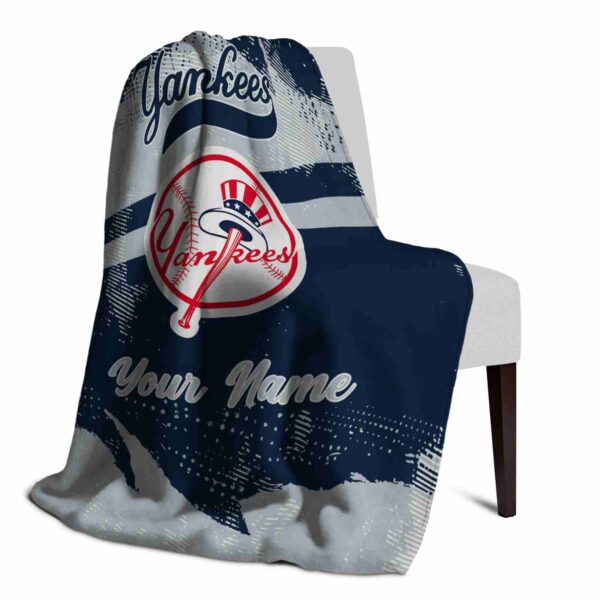 custom new york yankees grunge streaks navy blanket top rated