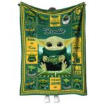 custom north dakota state bison baby yoda green blanket best selling