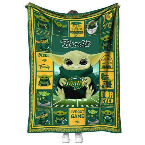custom north dakota state bison baby yoda green blanket best selling