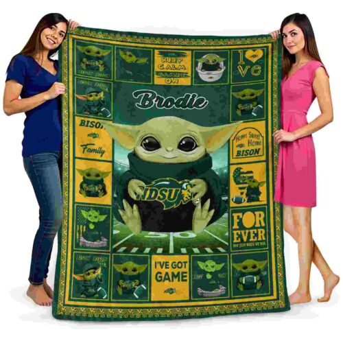 custom north dakota state bison baby yoda green blanket fashion forward