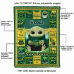 custom north dakota state bison baby yoda green blanket best selling