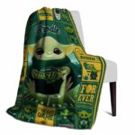 custom north dakota state bison baby yoda green blanket best selling